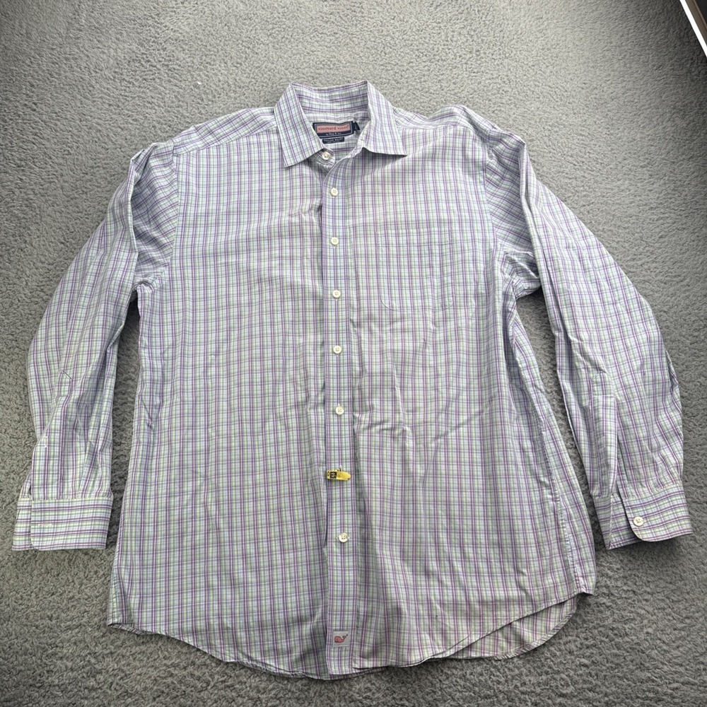 Vineyard Vines Taylor Shirt Mens Large Plaid Long Sleeve Shep Ian Cotton
